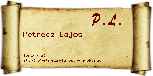 Petrecz Lajos névjegykártya